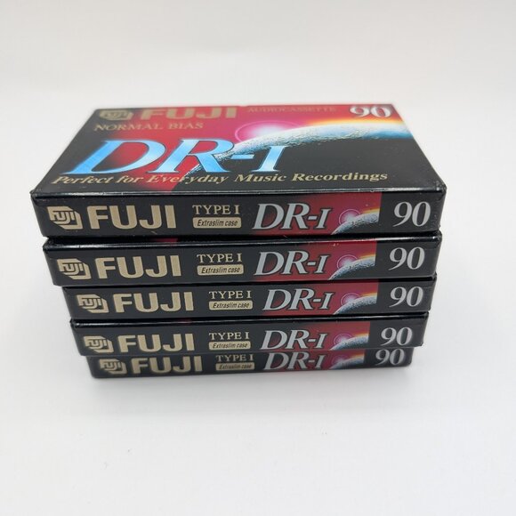Lot of 5 FUJI DR-I 90-min Normal Bias Blank Audio Cassette Tapes - NEW - Picture 1 of 4